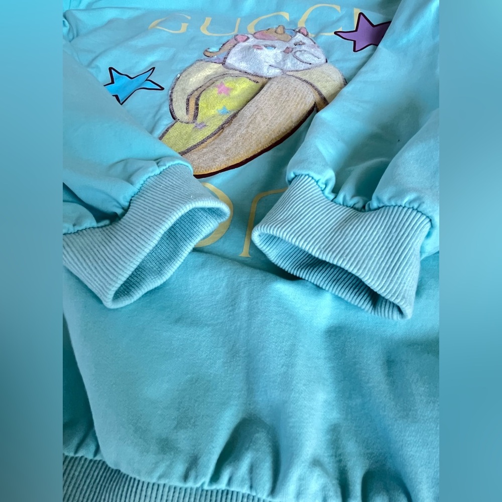GUCCI Women's Bananya Crewneck Sweater Sequin
Embellished Cotton Blue - Picture 10 of 14